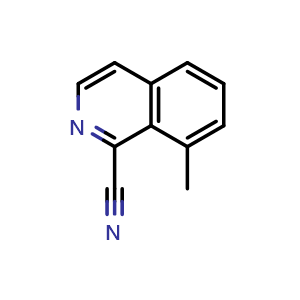 Chemical structure of 8-methylisoquinoline-1-carbonitrile , CAS 116775-53-2, AChemBlock U129145