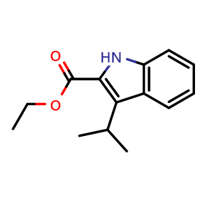 Chemical structure of ethyl 3-isopropyl-1H-indole-2-carboxylate , CAS 119900-59-3, AChemBlock U129196