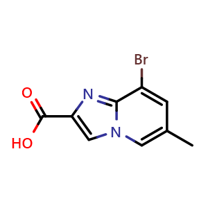 Chemical structure of 8-bromo-6-methylimidazo[1,2-a]pyridine-2-carboxylic acid , CAS 1203571-75-8, AChemBlock U129201