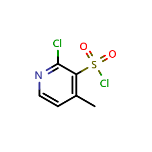 Chemical structure of 2-chloro-4-methylpyridine-3-sulfonyl chloride , CAS 1208081-91-7, AChemBlock U129223