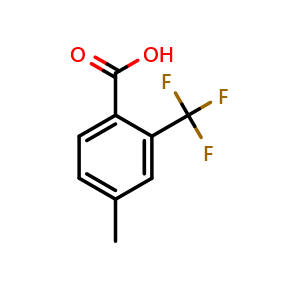 Chemical structure of 2-(trifluoromethyl)-4-methylbenzoic acid , CAS 120985-64-0, AChemBlock U129228