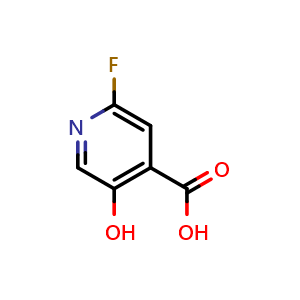 Chemical structure of 2-fluoro-5-hydroxyisonicotinic acid , CAS 1211515-83-1, AChemBlock U129232