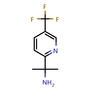 Chemical structure of 2-(5-(trifluoromethyl)pyridin-2-yl)propan-2-amine , CAS 1211579-15-5, AChemBlock U129238