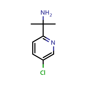 Chemical structure of 2-(5-chloropyridin-2-yl)propan-2-amine , CAS 1211587-36-8, AChemBlock U129241