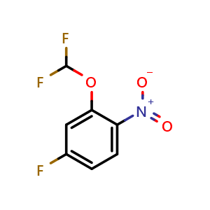 Chemical structure of 2-(difluoromethoxy)-4-fluoro-1-nitrobenzene , CAS 1214329-62-0, AChemBlock U129248