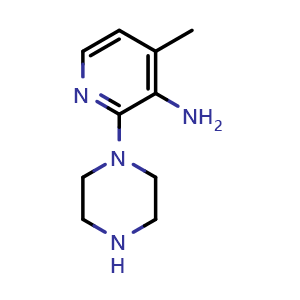 Chemical structure of 4-methyl-2-(piperazin-1-yl)pyridin-3-amine , CAS 1216050-66-6, AChemBlock U129260