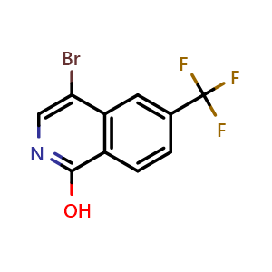Chemical structure of 4-bromo-6-(trifluoromethyl)isoquinolin-1-ol , CAS 1227608-00-5, AChemBlock U129308