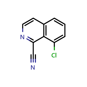 Chemical structure of 8-chloroisoquinoline-1-carbonitrile , CAS 1231761-26-4, AChemBlock U129314