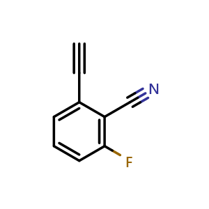 Chemical structure of 2-ethynyl-6-fluorobenzonitrile , CAS 1233509-91-5, AChemBlock U129319