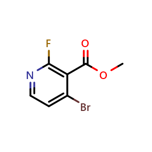 Chemical structure of methyl 4-bromo-2-fluoronicotinate , CAS 1240611-45-3, AChemBlock U129330