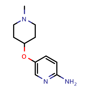 Chemical structure of 5-((1-methylpiperidin-4-yl)oxy)pyridin-2-amine , CAS 1249322-37-9, AChemBlock U129352
