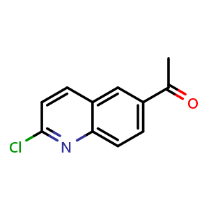 Chemical structure of 1-(2-chloroquinolin-6-yl)ethan-1-one , CAS 1253972-47-2, AChemBlock U129364