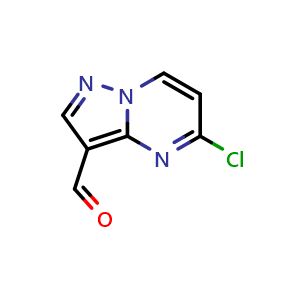 Chemical structure of 5-chloropyrazolo[1,5-a]pyrimidine-3-carbaldehyde , CAS 1256162-94-3, AChemBlock U129368