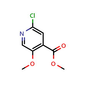 Chemical structure of methyl 2-chloro-5-methoxyisonicotinate , CAS 1256834-48-6, AChemBlock U129377