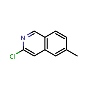 Chemical structure of 3-chloro-6-methylisoquinoline , CAS 1259224-12-8, AChemBlock U129386