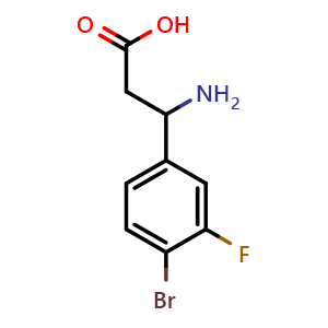 Chemical structure of 3-Amino-3-(4-bromo-3-fluorophenyl)propanoic acid , CAS 1260682-05-0, AChemBlock U129397