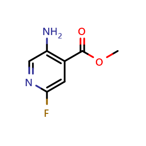 Chemical structure of methyl 5-amino-2-fluoroisonicotinate , CAS 1260864-17-2, AChemBlock U129409