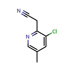 Chemical structure of 2-(3-chloro-5-methylpyridin-2-yl)acetonitrile , CAS 1261537-00-1, AChemBlock U129415