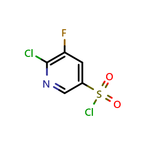 Chemical structure of 6-chloro-5-fluoropyridine-3-sulfonyl chloride , CAS 1261737-06-7, AChemBlock U129420