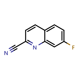 Chemical structure of 7-fluoroquinoline-2-carbonitrile , CAS 1267464-43-6, AChemBlock U129438