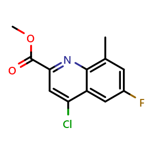 Chemical structure of methyl 4-chloro-6-fluoro-8-methylquinoline-2-carboxylate , CAS 1275978-03-4, AChemBlock U129451