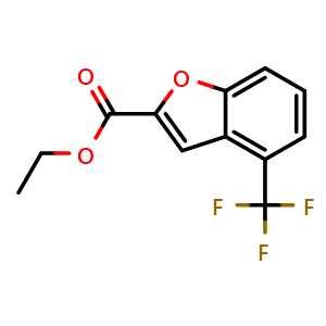 Chemical structure of ethyl 4-(trifluoromethyl)benzofuran-2-carboxylate , CAS 1286744-03-3, AChemBlock U129458