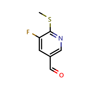 Chemical structure of 5-fluoro-6-(methylthio)nicotinaldehyde , CAS 1289262-87-8, AChemBlock U129469