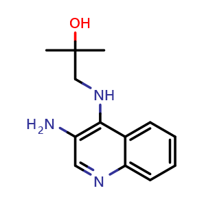 Chemical structure of 1-((3-aminoquinolin-4-yl)amino)-2-methylpropan-2-ol , CAS 129655-59-0, AChemBlock U129474
