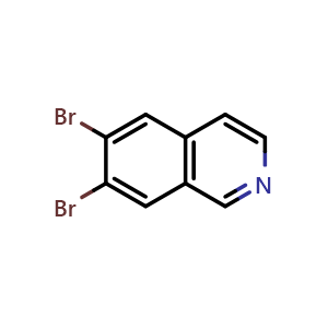 Chemical structure of 6,7-dibromoisoquinoline , CAS 1307316-84-2, AChemBlock U129482