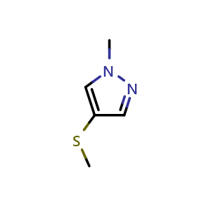 Chemical structure of 1-methyl-4-(methylthio)-1H-pyrazole , CAS 1309388-78-0, AChemBlock U129484