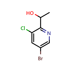 Chemical structure of 1-(5-bromo-3-chloropyridin-2-yl)ethan-1-ol , CAS 1335056-43-3, AChemBlock U129514