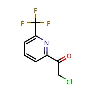 Chemical structure of 2-chloro-1-(6-(trifluoromethyl)pyridin-2-yl)ethan-1-one , CAS 1346542-63-9, AChemBlock U129528