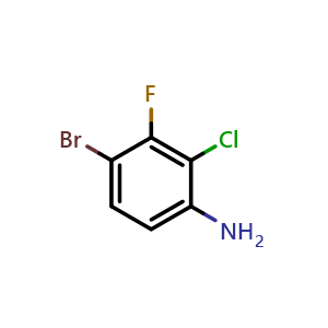 Chemical structure of 4-bromo-2-chloro-3-fluoroaniline , CAS 1349719-24-9, AChemBlock U129532