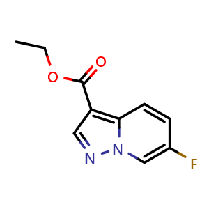 Chemical structure of ethyl 6-fluoropyrazolo[1,5-a]pyridine-3-carboxylate , CAS 1352625-27-4, AChemBlock U129542