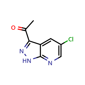 Chemical structure of 1-(5-chloro-1H-pyrazolo[3,4-b]pyridin-3-yl)ethan-1-one , CAS 1352896-43-5, AChemBlock U129547