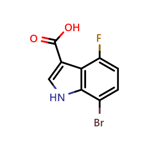 Chemical structure of 7-bromo-4-fluoro-1H-indole-3-carboxylic acid , CAS 1360891-51-5, AChemBlock U129580