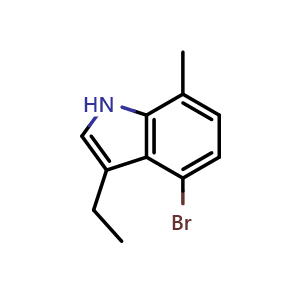 Chemical structure of 4-Bromo-3-ethyl-7-methyl-1H-indole , CAS 1360901-50-3, AChemBlock U129585