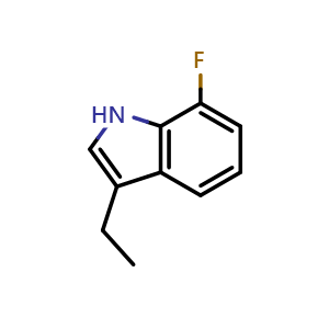 Chemical structure of 3-ethyl-7-fluoro-1H-indole , CAS 1360902-63-1, AChemBlock U129586