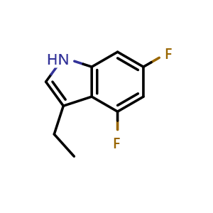 Chemical structure of 3-ethyl-4,6-difluoro-1H-indole , CAS 1360936-91-9, AChemBlock U129600