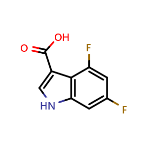 Chemical structure of 4,6-difluoro-1H-indole-3-carboxylic acid , CAS 1360960-52-6, AChemBlock U129623