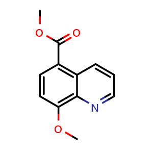 Chemical structure of methyl 8-methoxyquinoline-5-carboxylate , CAS 1368225-17-5, AChemBlock U129645