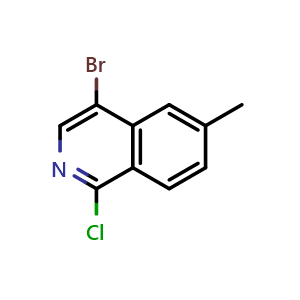 Chemical structure of 4-bromo-1-chloro-6-methylisoquinoline , CAS 1368342-65-7, AChemBlock U129649