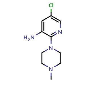 Chemical structure of 5-chloro-2-(4-methylpiperazin-1-yl)pyridin-3-amine , CAS 1368455-01-9, AChemBlock U129650