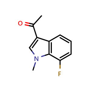 Chemical structure of 1-(7-fluoro-1-methyl-1H-indol-3-yl)ethan-1-one , CAS 1368510-52-4, AChemBlock U129651