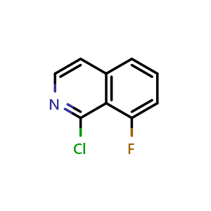 Chemical structure of 1-chloro-8-fluoroisoquinoline , CAS 1368531-41-2, AChemBlock U129652