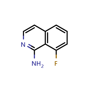 Chemical structure of 8-fluoroisoquinolin-1-amine , CAS 1369071-72-6, AChemBlock U129659