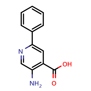 Chemical structure of 5-amino-2-phenylisonicotinic acid , CAS 1369086-30-5, AChemBlock U129660