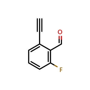 Chemical structure of 2-ethynyl-6-fluorobenzaldehyde , CAS 137338-08-0, AChemBlock U129672