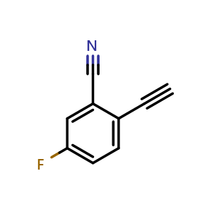 Chemical structure of 2-ethynyl-5-fluorobenzonitrile , CAS 1378823-86-9, AChemBlock U129684