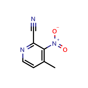 Chemical structure of 4-Methyl-3-nitropicolinonitrile , CAS 1378825-44-5, AChemBlock U129685